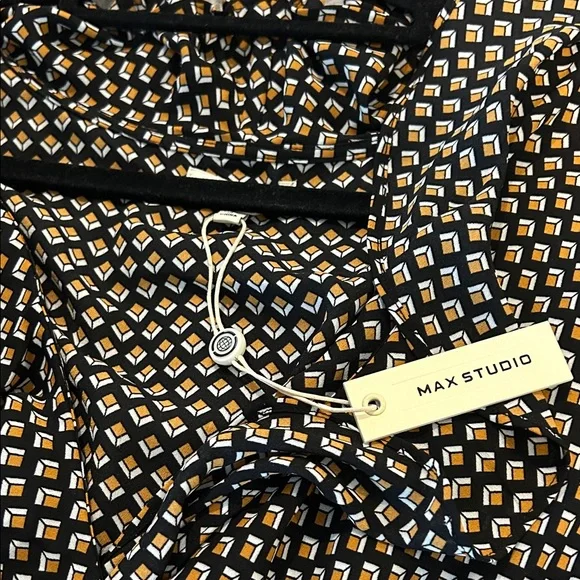 Max Studio Black and White Geometric Midi Skirt and Wrap Top Set - Picture 9 of 9